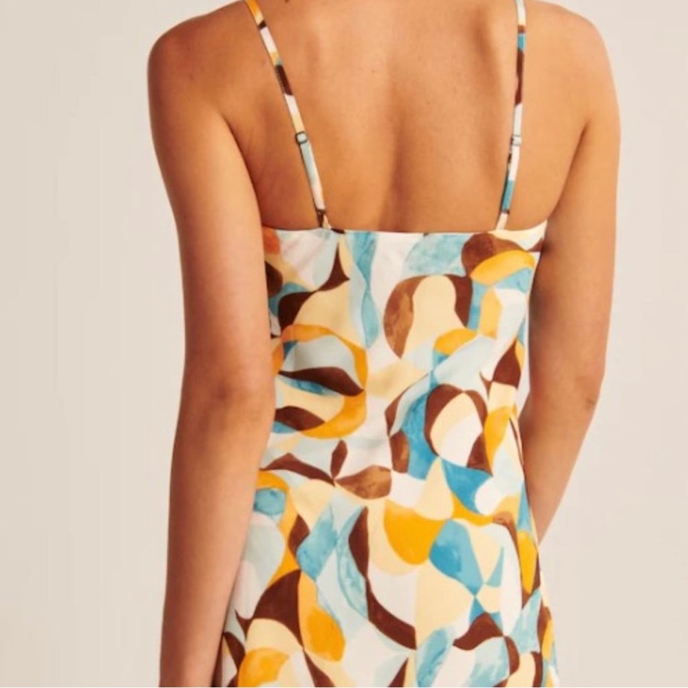 Abercrombie and Fitch, Clinched mini dress, blue, brown, and orange, Small P.